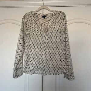 The Limited Black & White Heart Print Long Sleeve Blouse - Small